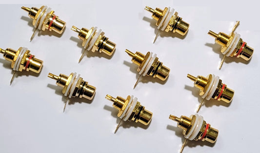 LOT RCA Female Chassis Panel Mount Jack Socket Connector Gold