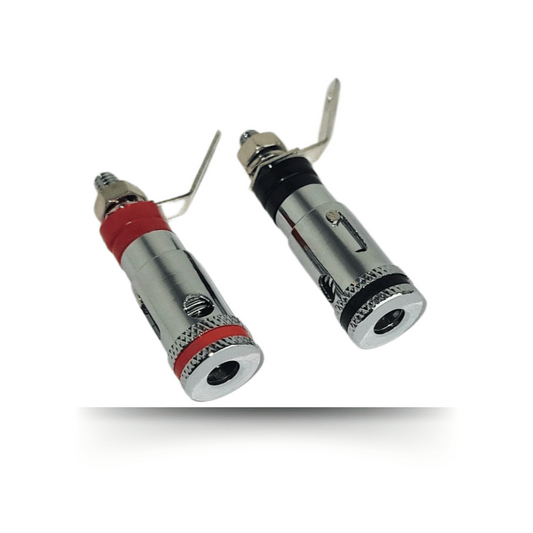 Banana Jack, Spring Loaded Binding Post - Red/Black - 8 Gauge - Chrome